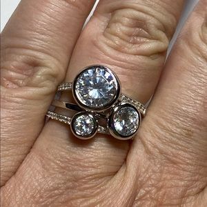 Set of 3 stackable sterling CZ rings